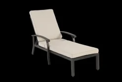 GUTENT - Chaise longue de patio avec coussin en coton, avec coussin beige imperméable (1pc)