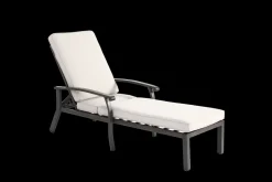 GUTENT - Chaise longue de patio avec coussin en coton, coussin imperméable beige