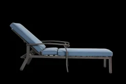 GUTENT - Chaise longue de patio avec coussin en coton, coussin imperméable bleu