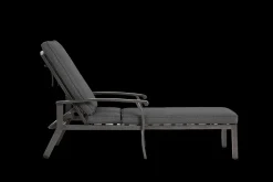 GUTENT - Chaise longue de patio avec coussin en coton, coussin imperméable gris