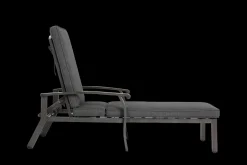 GUTENT - Chaise longue de patio avec coussin en coton, coussin imperméable gris