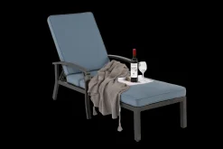 GUTENT - Chaise longue de patio avec coussin en coton, avec coussin bleu imperméable (1pc)