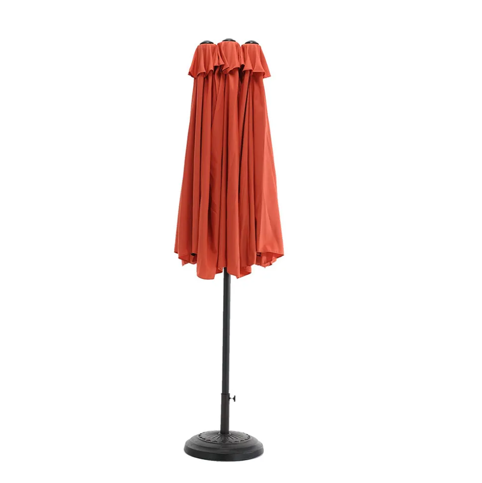 GUTENT - Parasol double face rectangulaire grand avec manivelle,orange