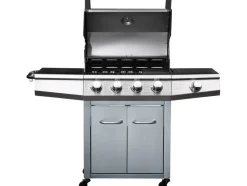 HABITAT ET JARDIN - Barbecue gaz avec led "bingo 5" - 5 brûleurs dont 1 latéral - 15.2kw + housse protection - argenté