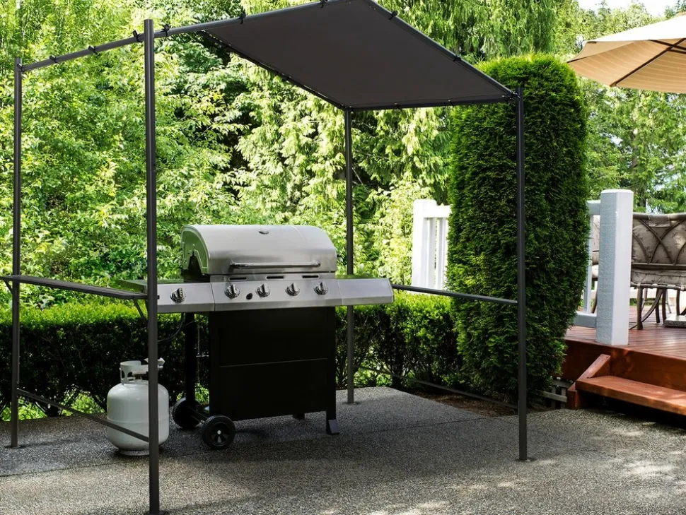 HABITAT ET JARDIN - Pergola tonnelle pour barbecue - 277 x 149 cm - anthracite