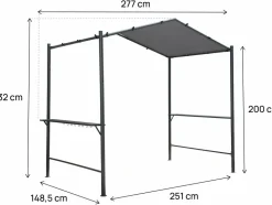 HABITAT ET JARDIN - Pergola tonnelle pour barbecue - 277 x 149 cm - anthracite