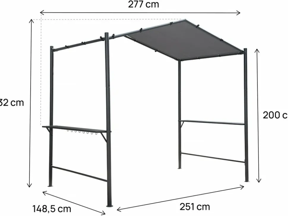 HABITAT ET JARDIN - Pergola tonnelle pour barbecue - 277 x 149 cm - anthracite