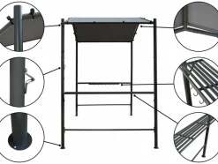 HABITAT ET JARDIN - Pergola tonnelle pour barbecue - 277 x 149 cm - anthracite