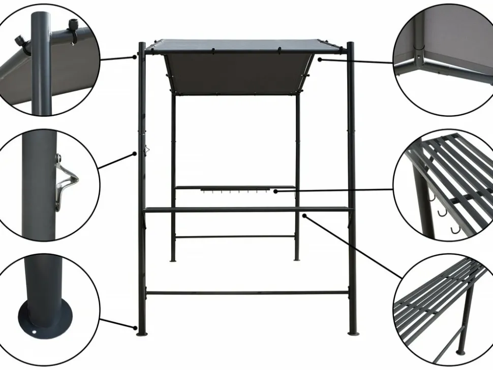 HABITAT ET JARDIN - Pergola tonnelle pour barbecue - 277 x 149 cm - anthracite