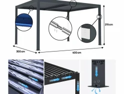 HABITAT ET JARDIN - Pergola bioclimatique électrique avec led 