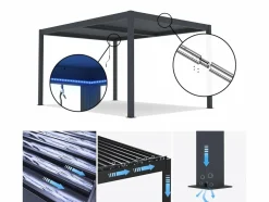 HABITAT ET JARDIN - Pergola bioclimatique avec led 