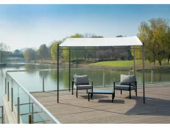 HABITAT ET JARDIN - Pergola inclinée en métal - 3 x 2,5 m - beige