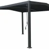 HABITAT ET JARDIN - Pergola bioclimatique toit 2 pans "victoria" en aluminium et métal- 3,5 x 4 m - gris