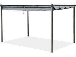 HABITAT ET JARDIN - Pergola en métal avec toit rétractable - 3 x 4 m - gris anthracite