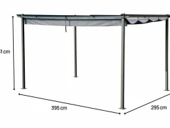 HABITAT ET JARDIN - Pergola en métal avec toit rétractable - 3 x 4 m - gris anthracite