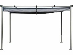 HABITAT ET JARDIN - Pergola en métal avec toit rétractable - 3 x 4 m - gris anthracite