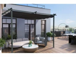 HABITAT ET JARDIN - Pergola adossée avec toit rétractable - 3 x 3 m - gris anthracite