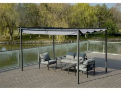 HABITAT ET JARDIN - Pergola en aluminium avec toit rétractable - 3 x 4 m - gris anthracite