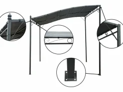 HABITAT ET JARDIN - Pergola adossée inclinée en métal - 3 x 2.5 m - gris
