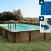 HABITAT ET JARDIN - Piscine bois en kit rectangle " tampa 145 " - 7.20 x 4.20 x 1.44 m - bâche à bulles 400 µ - bâche hiver 280 g/m²