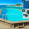 HABITAT ET JARDIN - Piscine bois " ibiza 130 " - 8.57 x 4.57 x 1.31 m - bâche à bulles 180 µ - bâche hiver 280 g/m²