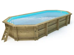 HABITAT ET JARDIN - Piscine bois " ibiza 130 " - 8.57 x 4.57 x 1.31 m - bâche à bulles 180 µ - bâche hiver 280 g/m²