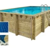 HABITAT ET JARDIN - Piscine bois rectangle " panama "- 6.20 x 4.10 x 1.45 m + bâche à bulles 180 µ - bâche hiver 280 g/m² +
