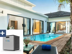 HABITAT ET JARDIN - Piscine bois rectangle " aruba "- 5.00 x 3.00 x 1.24 m + mini pompe à chaleur 3.5kw - métal - gris