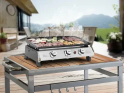HABITAT ET JARDIN - Plancha gaz 3 brûleurs "jolly" - 7,5 kw - gris