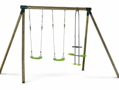 HABITAT ET JARDIN - Portique bois "lana" - avec 2 balançoires et 1 vis-à-vis.