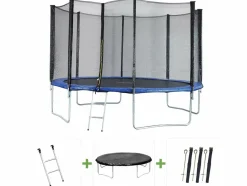 HABITAT ET JARDIN - Trampoline "joycy" - ø 4,27 m - avec filet + échelle + couverture + kit d'ancrage
