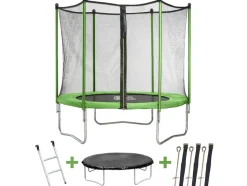HABITAT ET JARDIN - Trampoline "yoopi 2" - ø 1.80 m - avec filet + échelle + couverture + kit d'ancrage