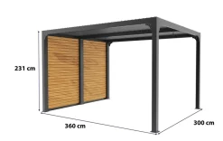 HABRITA - Pergola bioclimatique aluminium 10,80 m² - gris anthracite - ventelles latérales