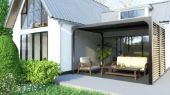HABRITA - Pergola bioclimatique aluminium 10,80 m² - gris anthracite - ventelles latérales