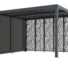 HABRITA - Pergola bioclimatique aluminium 10,80 m² + panneaux moucharabieh - coloris gris