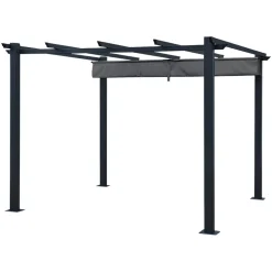 HAPPY GARDEN - Pergola autoportante 3 × 3m cassis grise - structure aluminium