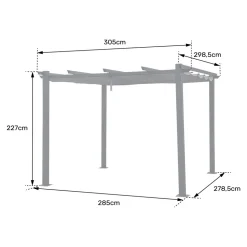 HAPPY GARDEN - Pergola autoportante 3 × 3m cassis grise - structure aluminium