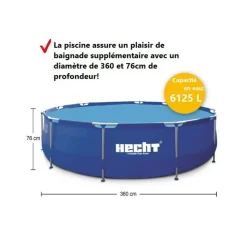 HECHT - H 3690 bluesea grande piscine tubulaire hors sol ronde 360x76cm (diamètre x profondeur)de haute qualité