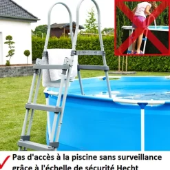 HECHT - H 00091 echelle double pour piscine 107 cm -symétrique hors sol accessoire piscine marches 2x3