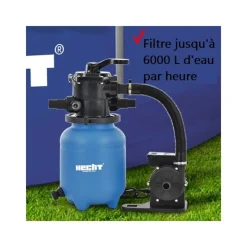 HECHT - H 302200 système de filtre à sable de piscine 6 m3/h 200 w capacité de sable 12kg