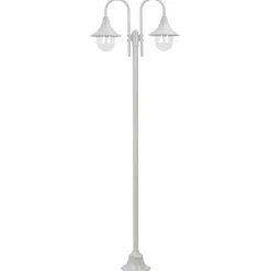 HELLOSHOP26 - Lampadaire de jardin e27 220 cm aluminium 2 lanternes blanc