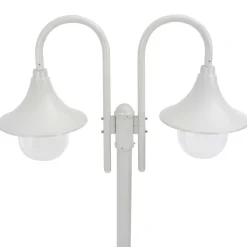 HELLOSHOP26 - Lampadaire de jardin e27 220 cm aluminium 2 lanternes blanc