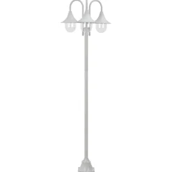 HELLOSHOP26 - Lampadaire de jardin e27 220 cm aluminium 3 lanternes blanc