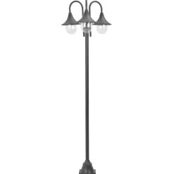 HELLOSHOP26 - Lampadaire de jardin e27 220 cm aluminium 3 lanternes bronze marron