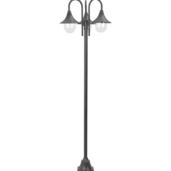 HELLOSHOP26 - Lampadaire de jardin e27 220 cm aluminium 3 lanternes bronze marron