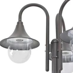 HELLOSHOP26 - Lampadaire de jardin e27 220 cm aluminium 3 lanternes bronze marron