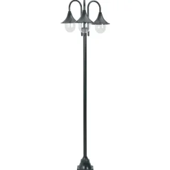 HELLOSHOP26 - Lampadaire de jardin e27 220cm aluminium 3 lanternes foncé vert