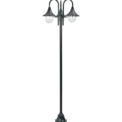 HELLOSHOP26 - Lampadaire de jardin e27 220cm aluminium 3 lanternes foncé vert