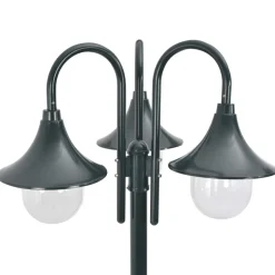 HELLOSHOP26 - Lampadaire de jardin e27 220cm aluminium 3 lanternes foncé vert