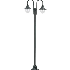 HELLOSHOP26 - Lampadaire de jardin e27 220cm aluminium 2 lanternes foncé vert